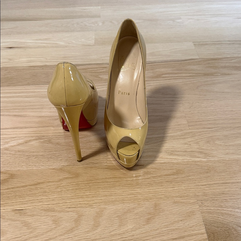 Christian Louboutin Beige Peep-Toe Heels